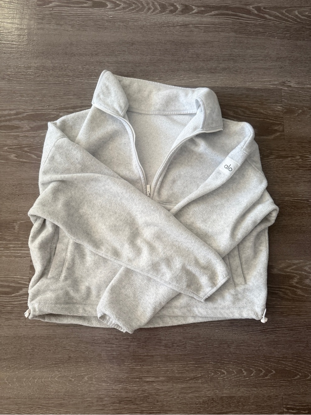 ALO Yoga Light Gray Quarter-Zip polar fleece size xs white heather gray